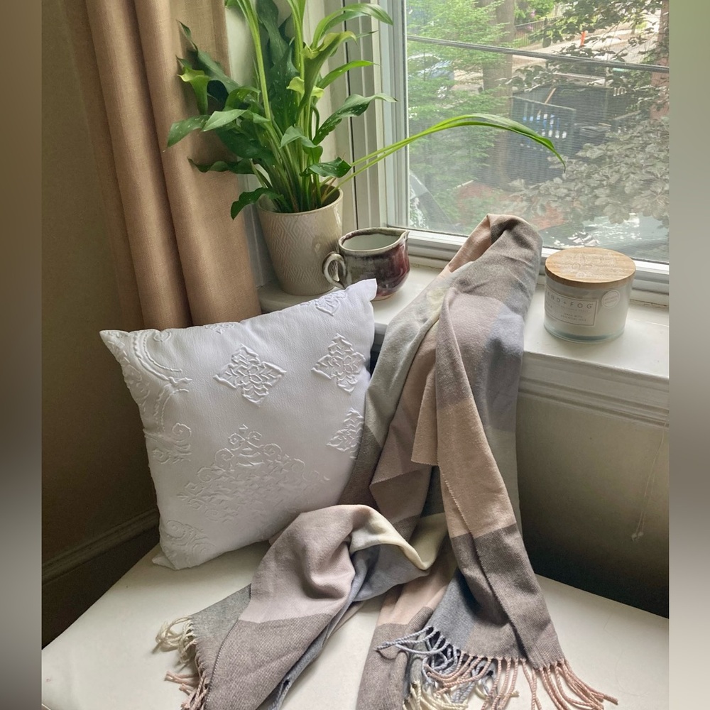 Barbour Cream and Gray Scarf Cozy Accessories